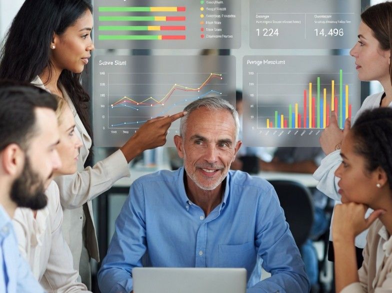 analyzing online review ratings and performance metrics on a dashboard