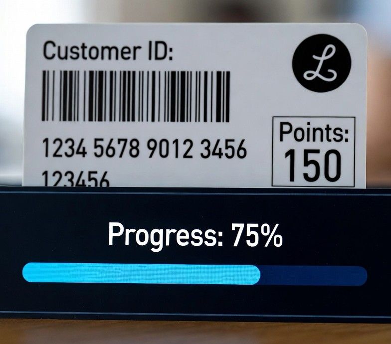 video game progress bar and a customer loyalty program card